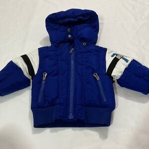 Diesel Boys 9M Puffer Coat Blue Vintage Y2k Winter Full Zip Hooded Gorpcore